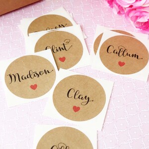 Personalisierte individuelle Namensaufkleber 1.8 "(45mm) - Hochzeits-Platzkarten - Sitzplatzkarte - Babypartybevorzugungen - Einladung - Kraft-Aufkleber
