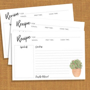 Set van 10-60 Recept kaarten 4x6" (10x15 cm), Indoor Plant Design, Bruidsdouche, Baby Shower Games