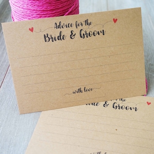Tarjetas de consejo de boda 4 "x6" (conjunto de 40) - Consejos de Kraft rústico para parejas felices - Papelería de la boda - Libro de invitados de la boda - Deseado bien