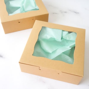 6/12x Large Gift Boxes (6"x6"x2") with Window, Cookies Gift Boxes, Wedding Cake Box, Macaron Party Favour, Baby Shower, Bridal Party Gifts