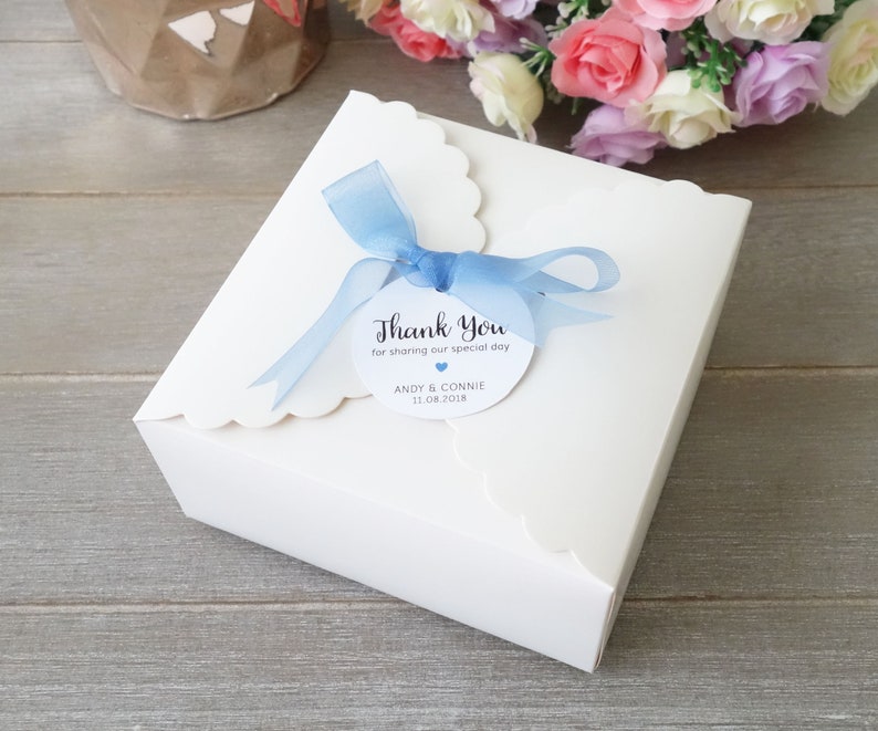 10 20 Customised Favour Boxes Personalised Wedding Cake Box Etsy