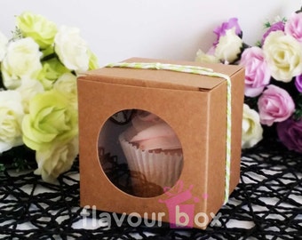 10/20/30 Kraft Brown 3" Gift Boxes (7.5 cm) with window, Cupcake Box, Cookie Boxes, Wedding Bomboniere, Baby Shower Favour