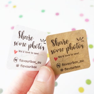 Naklejki do mediów społecznościowych - niestandardowe etykiety dla małych firm - naklejka na produkt - sklep Etsy - opakowanie produktu - naklejka na Instagram Facebook