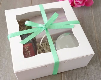 18x Medium Gift Boxes (12.5x12.5x5 cm), Christmas Cookie Box, Wedding Cake Box, Baby Shower Favour, Macaron Window Box