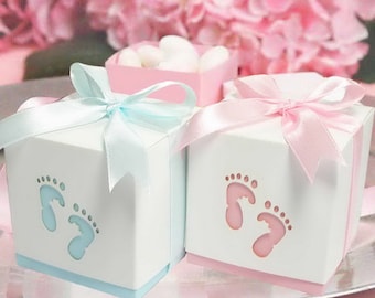 Baby Shower Favour Boxes - Laser Cut Baby Feet Footprints - Christening Bomboniere - Chocolate Box - Thank You Favor