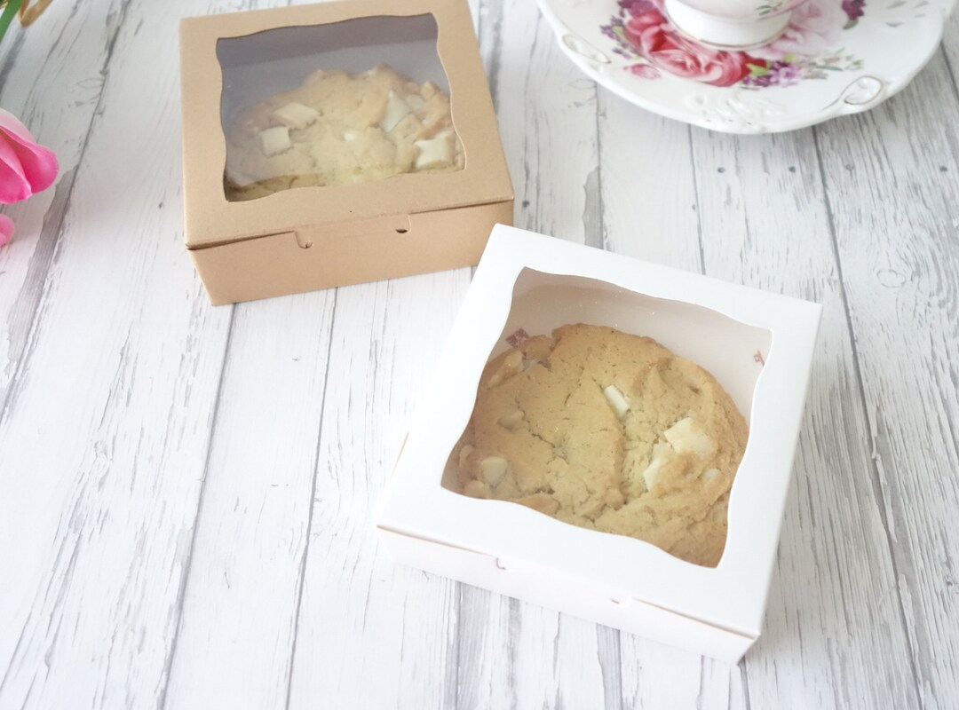 36x Cookie Display Boxes 10x10x3cm With Window Small Gift Boxes White