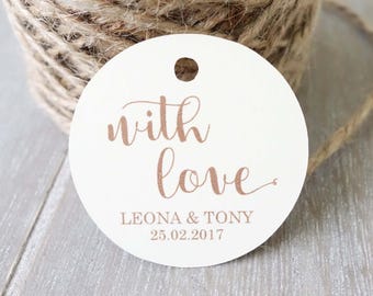 Customised Ivory Thank You Tags 1.8" (45mm) - With Love Tag - Wedding Tags - Bomboniere - Engagement - Baby Shower Favour