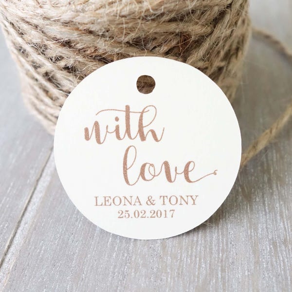 Customised Ivory Thank You Tags 1.8" (45mm) - With Love Tag - Wedding Tags - Bomboniere - Engagement - Baby Shower Favour