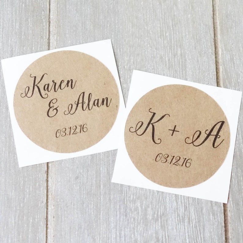 Wedding Personalised Stickers 1.8 45mm Name Initials Custom Sticker Bomboniere Invitation Baby Shower, Engagement, Anniversary image 1