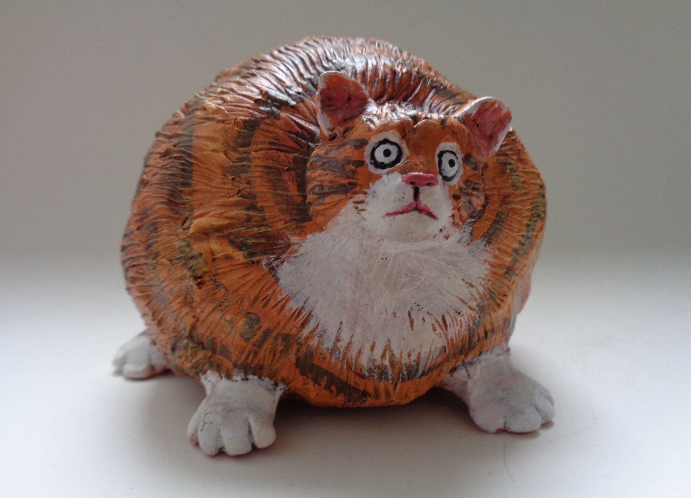 Fat Ginger Cat Scupture Fat Cat Figurine Animal Sculpture Etsy