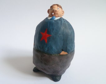 Fat Man Sculpture - Funny Figurine, Collectible Folk Art Ornament, Fat Man Gift