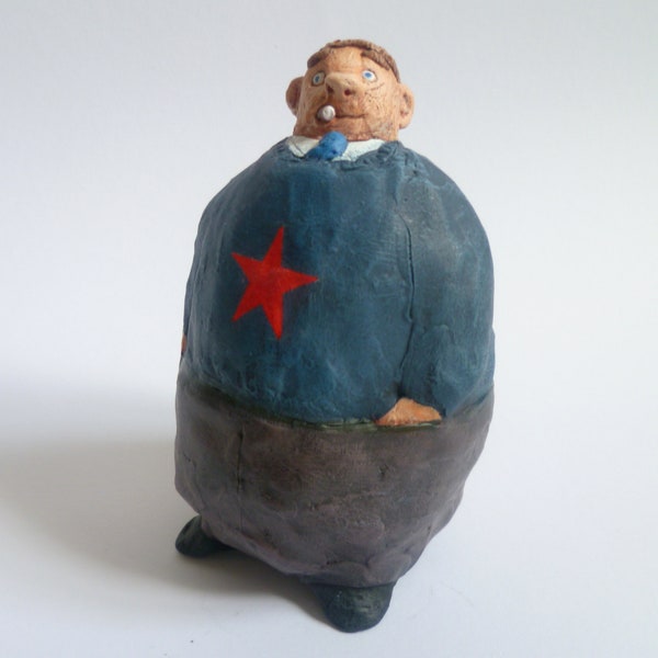 Fat Man Sculpture - Funny Figurine, Collectible Folk Art Ornament, Fat Man Gift