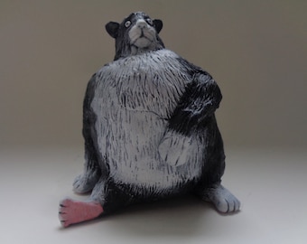 Fat Reclining Cat Sculpture - Handmade Cat Gift