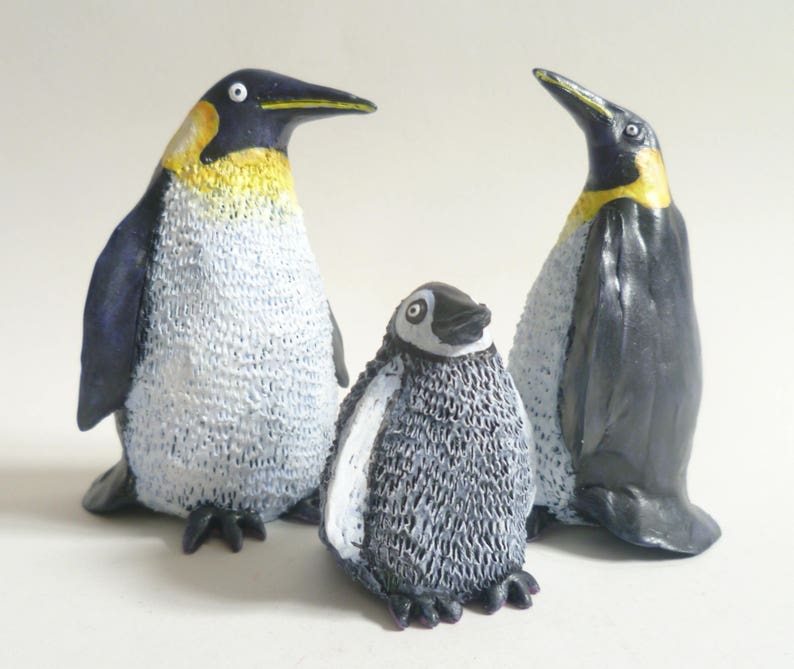 Penguin Sculptures Penguin Family Penguin Figurines Etsy