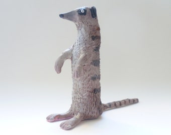 Meerkat Sculpture - Meerkat Figurine, Funny Animal, Folk Art, Meerkat Decor