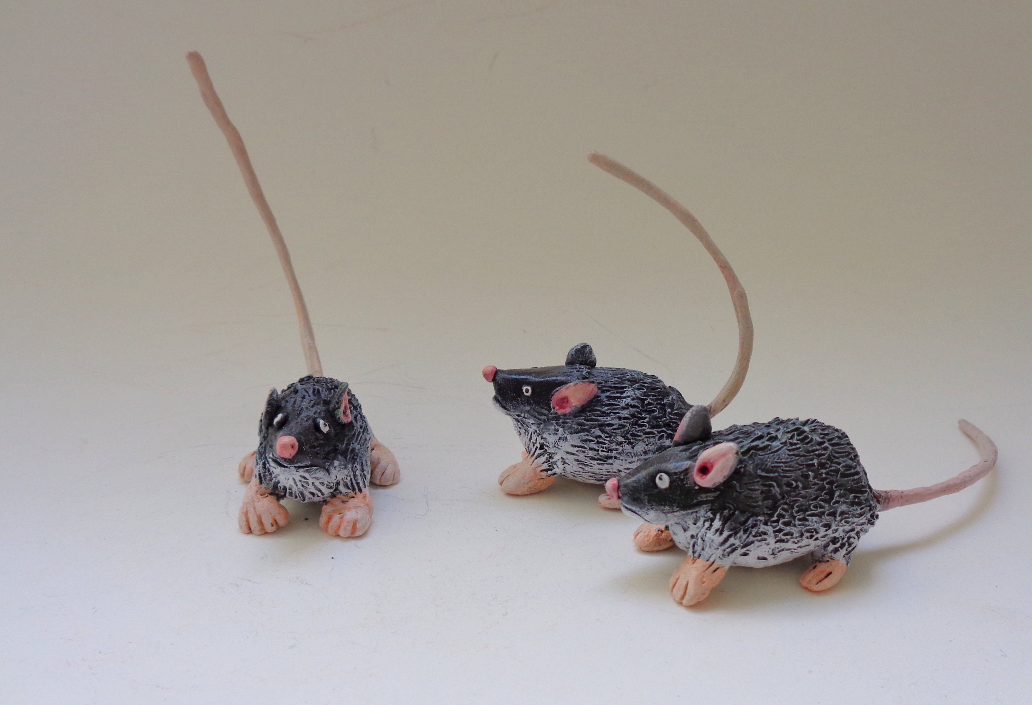 Mäuse-Skulpturen graue Mäuse Figuren drei blinde Mäuse | Etsy