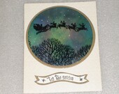 Aurora Borealis Northern Lights Santa Christmas Card Greeting