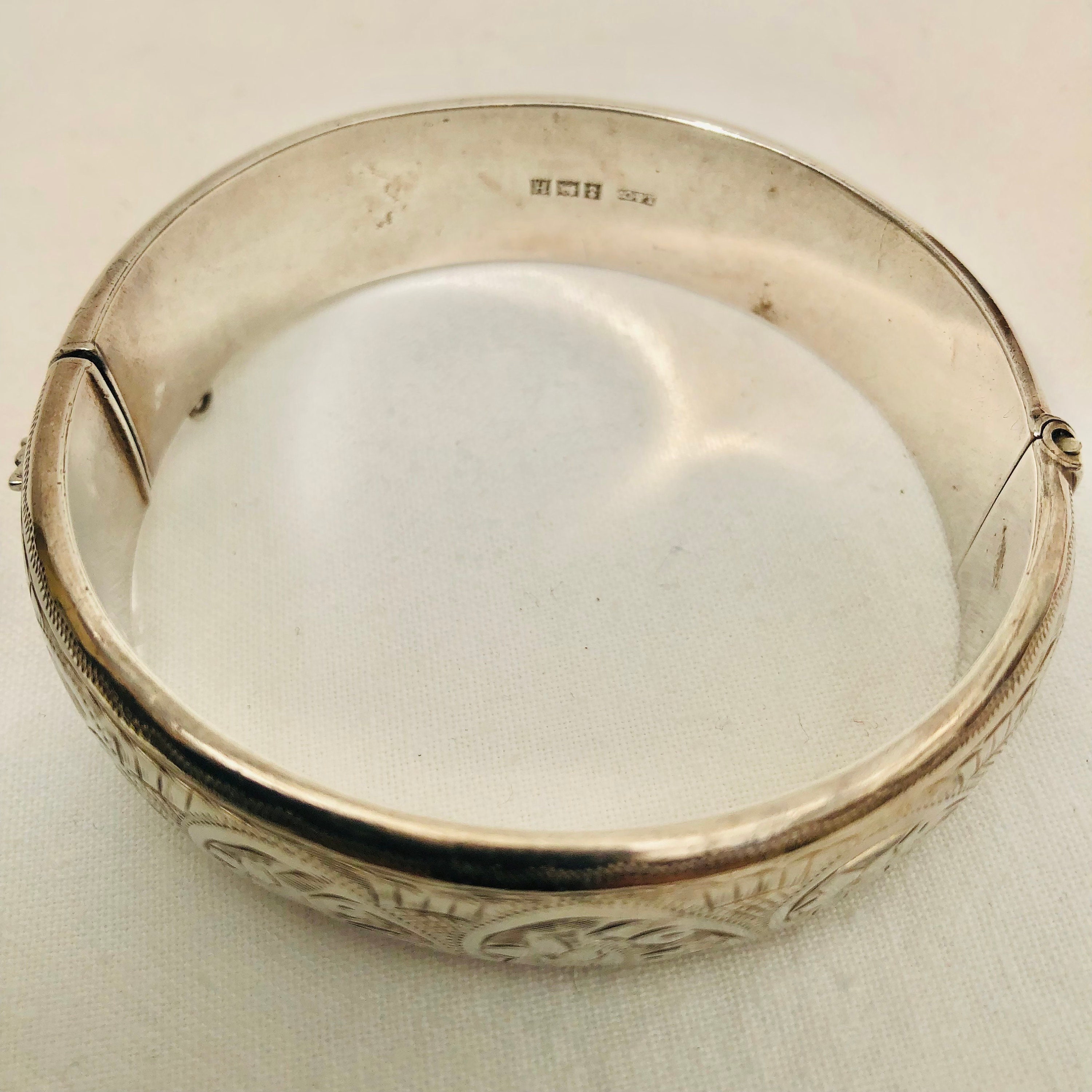 Vintage 1950s Sterling Silver Bangle by Liberty & Co, Floral