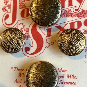 6 X Vintage 1950s/1960s Metallic Gold, Shank Back Buttons