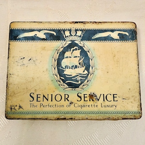 Scatola di sigarette vintage per anziani, anni '40, a tema nautico, J.A. Pattreiquex (oltremare) Limited, Inghilterra.