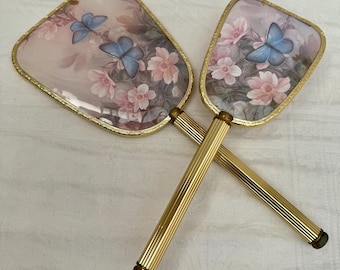 1970s Vintage Swan Vanity Set, Hair Brush & Hand Mirror, Pristine Condition.