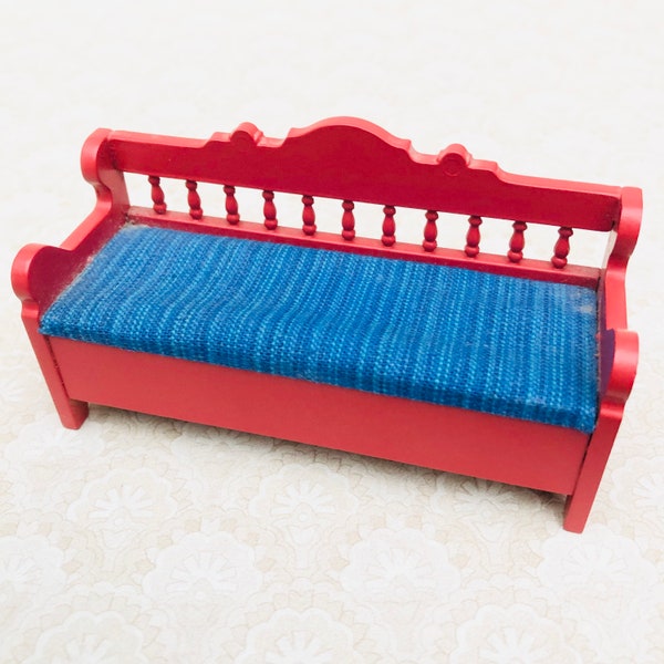 Canapé de cuisine ou siège de jardin Lundby Dollhouse vintage des années 1970, siège en bois miniature à l'échelle 1:16.