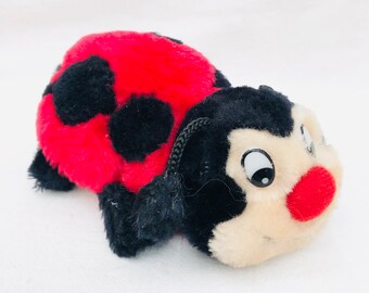 Vintage Plush Ladybug Anthropomorphic Toy, Retro Plushie Ladybird toy, Anthropomorphic Bug Toy.