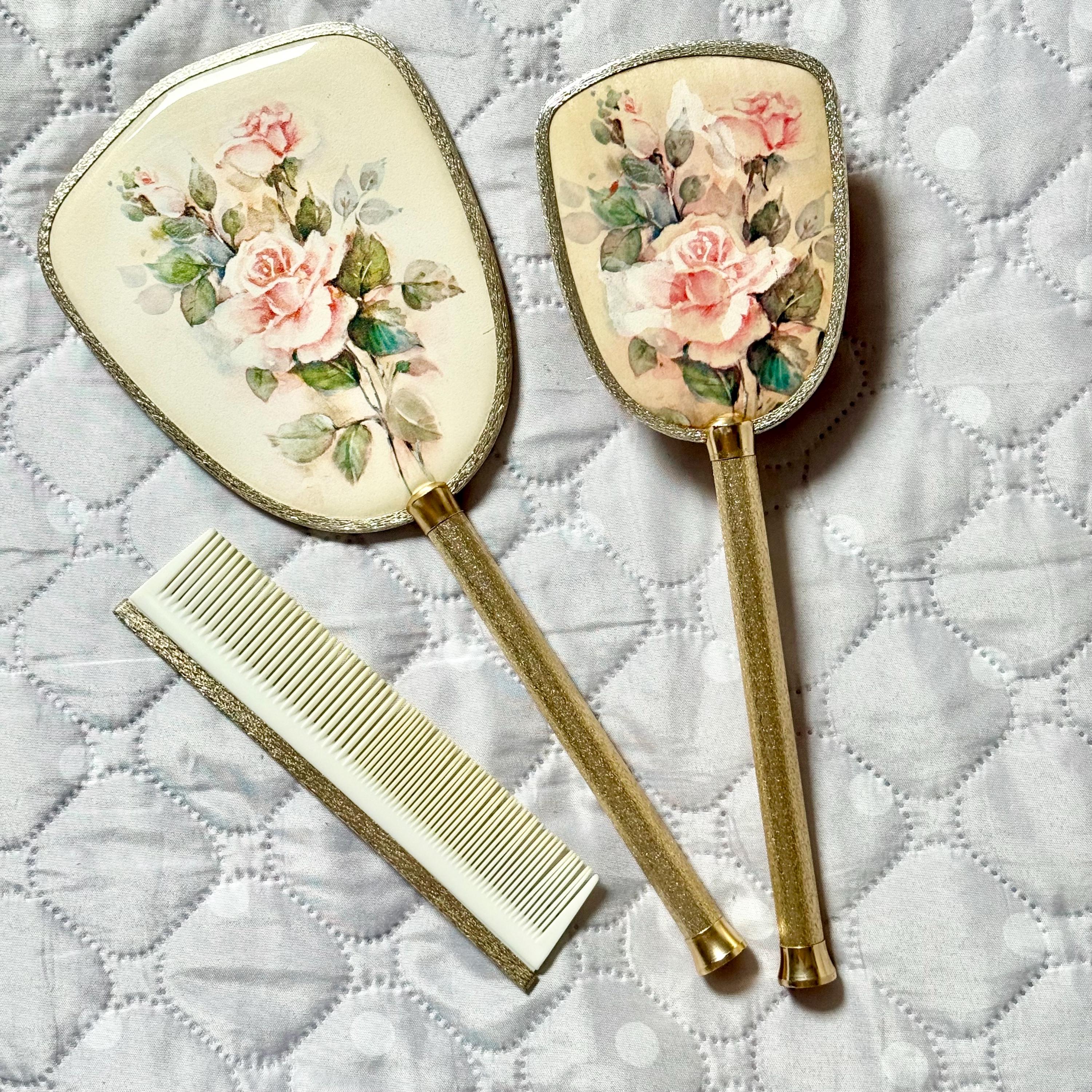 Comb and brush mirror set antique - Etsy 日本
