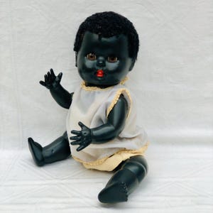 1947, Vintage Hard Plastic, Black Baby Doll By Rosebud, England, Original Clothes.