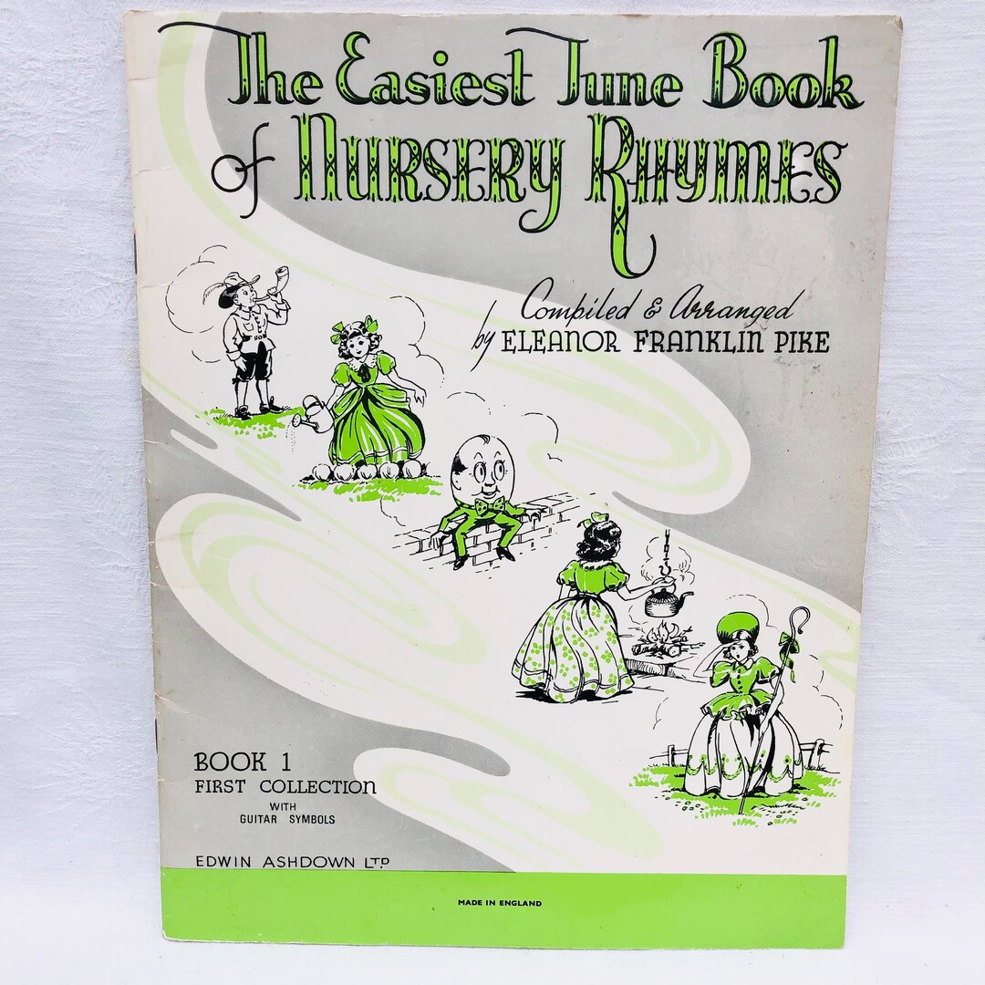 アンティーク楽譜「Nursery Songs」 Vintage 1949 Childrens Music Book of Nursery Rhymes by