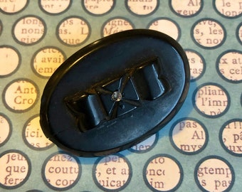 Antique Whitby Jet Brooch, Mourning Jewellery 1800s