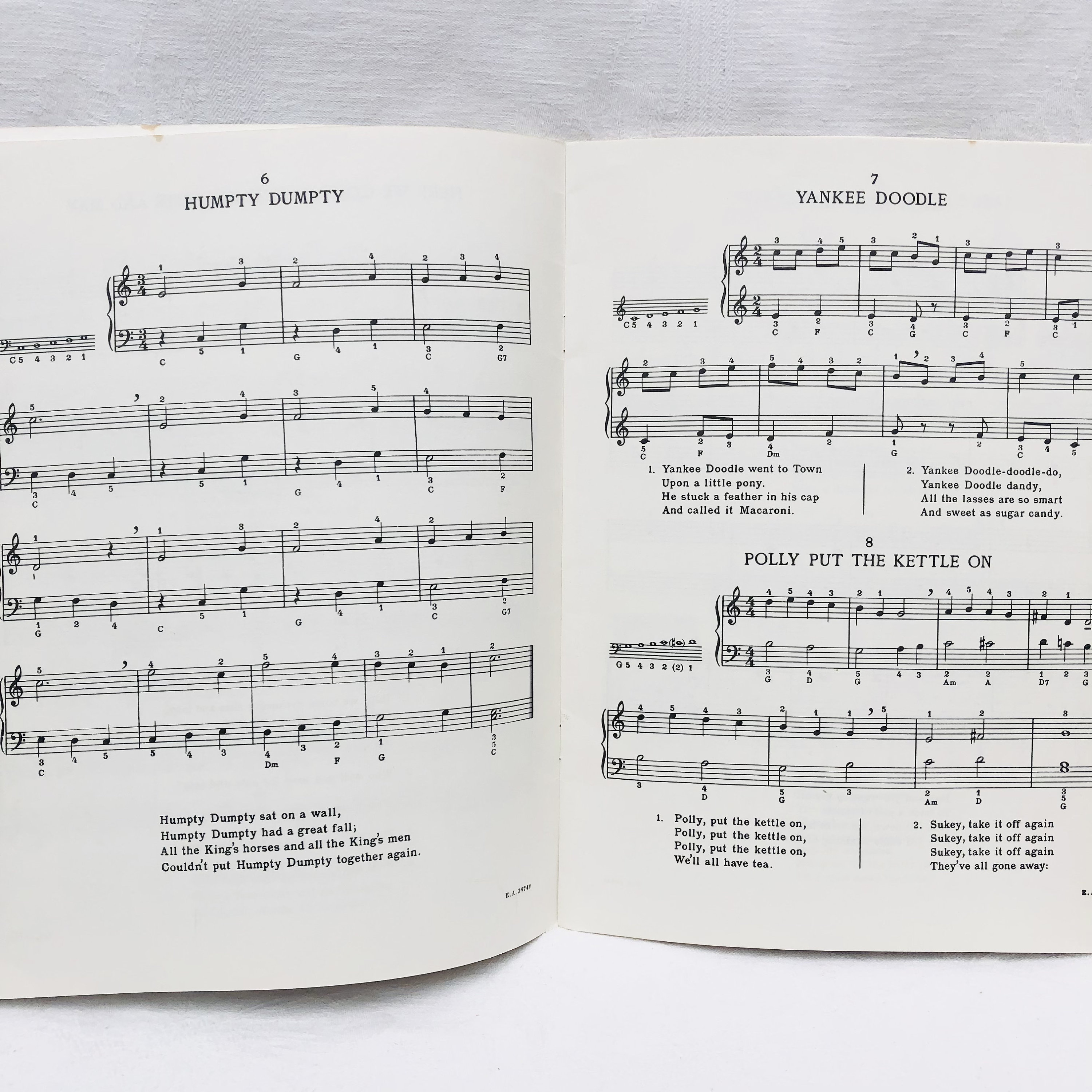 Vintage 1949 Childrens Music Book of Nursery Rhymes by