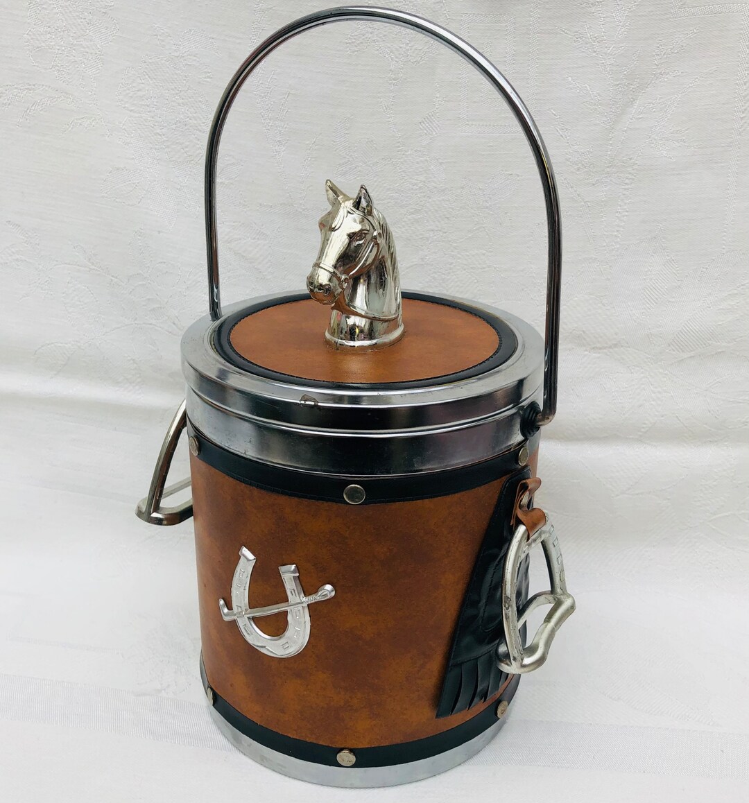 1960s Retro Icebucket Equestrian Icebucket Horse Head Lid Etsy
