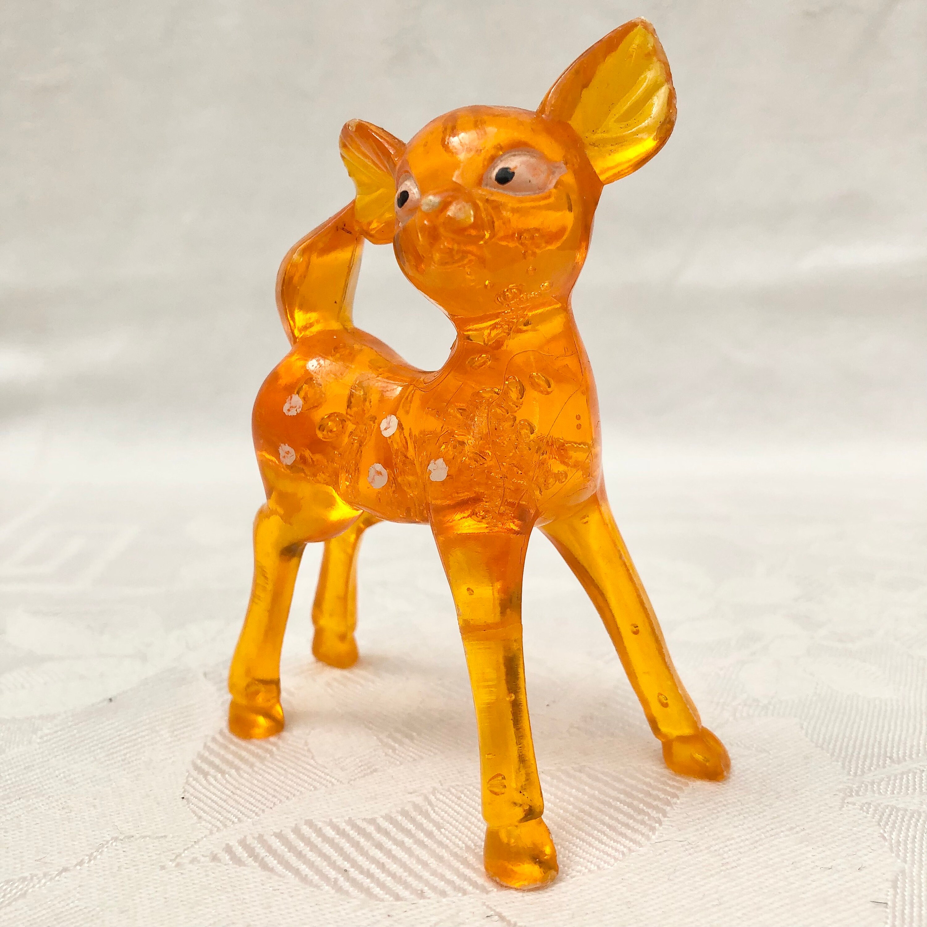 Vintage, Retro Kitsch Lucite Deer Figurine 1970s Made In Hong Kong.