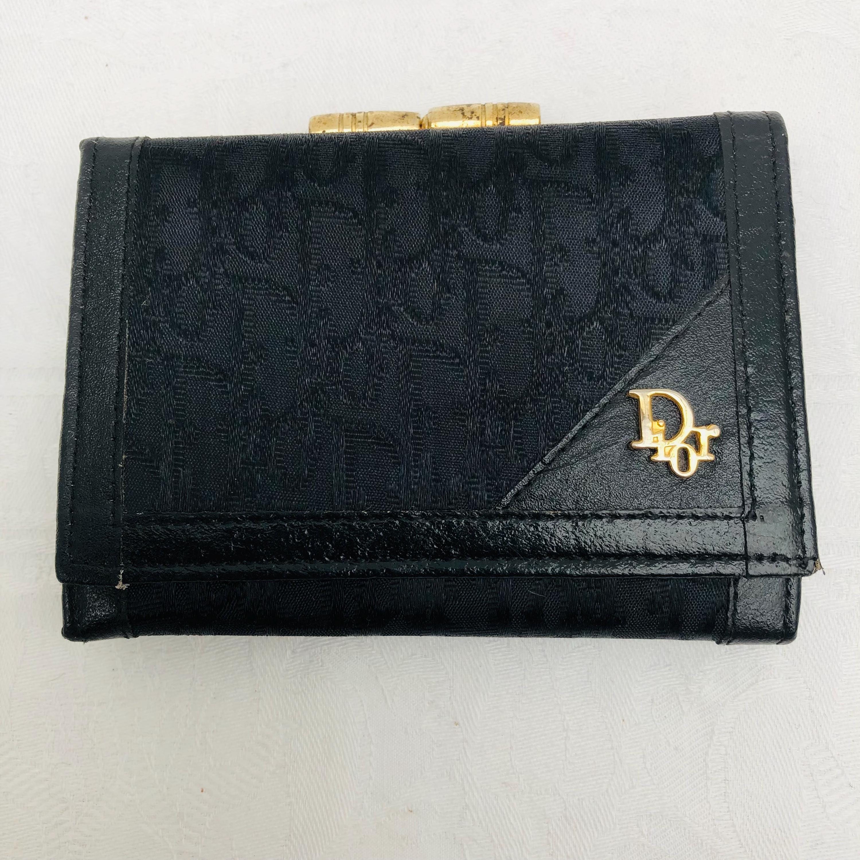 Vintage 1970s Authentic Christian Dior Monogram Fabric & Leather