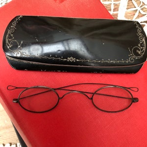 Antique Victorian Spectacles & Original Inlaid Lacquer Case