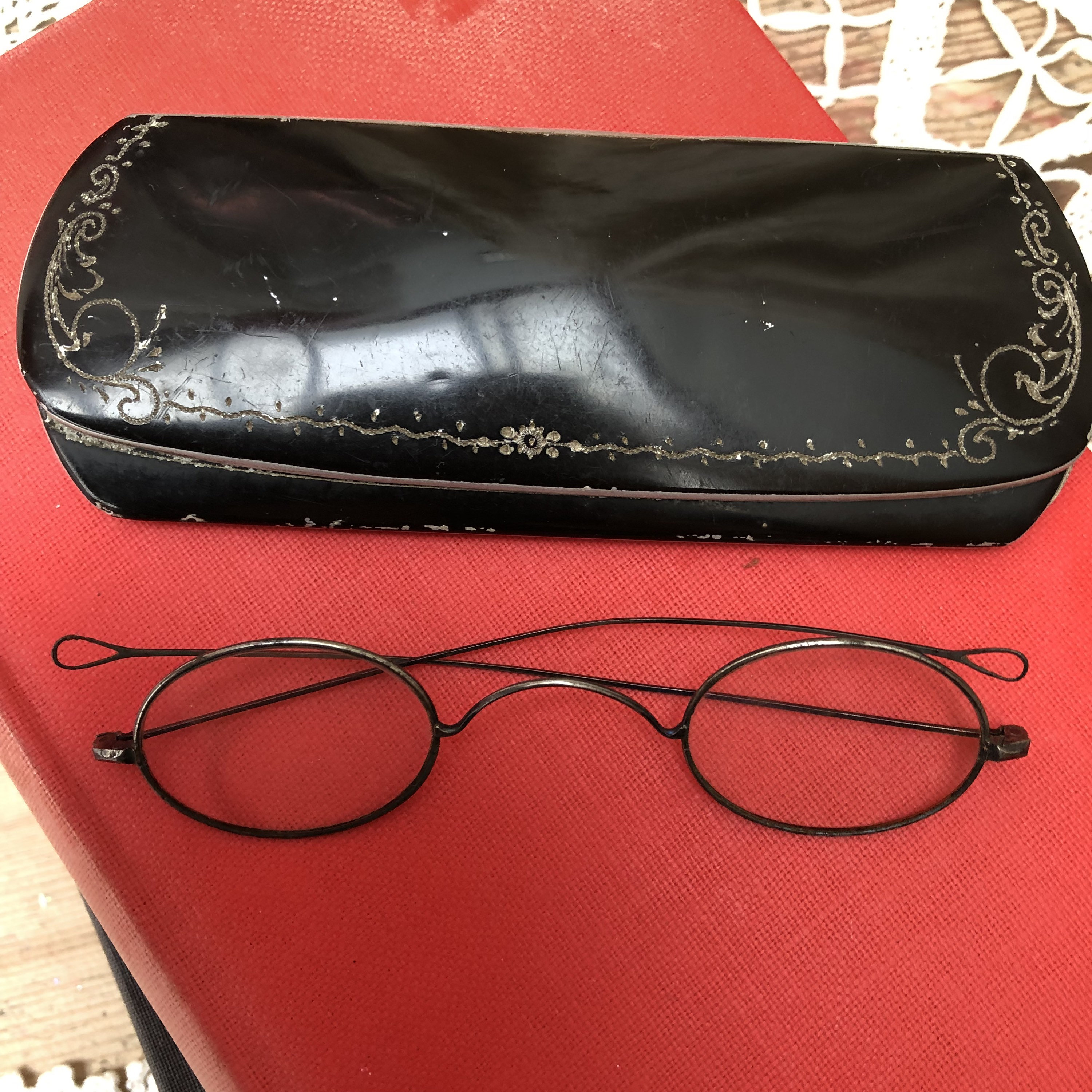 Antique Victorian Spectacles & Original Inlaid Lacquer Case - Etsy