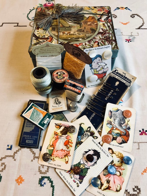 Antique/vintage Sewing Box & Contents Upcycled Chocolate Box Etsy