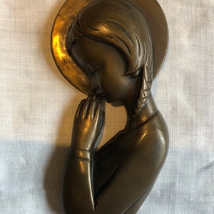 Vintage Cold Cast Madonna Wall Plaque, Hand-Made In Co.Cork Ireland