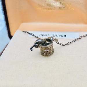 Vintage 925 Hallmark Silver Chain, Mechanical Cat Charm & Crucifix Pendant In Box.