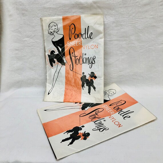 1950s Vintage Poodle Sheer Nylon Stockings Size 1… - image 7