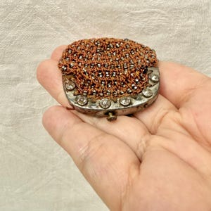 Antique Victorian, Tiny Beaded, Crocheted Purse, 1880s Sovereign Purse With Steel Frame & Press Button Fastening.