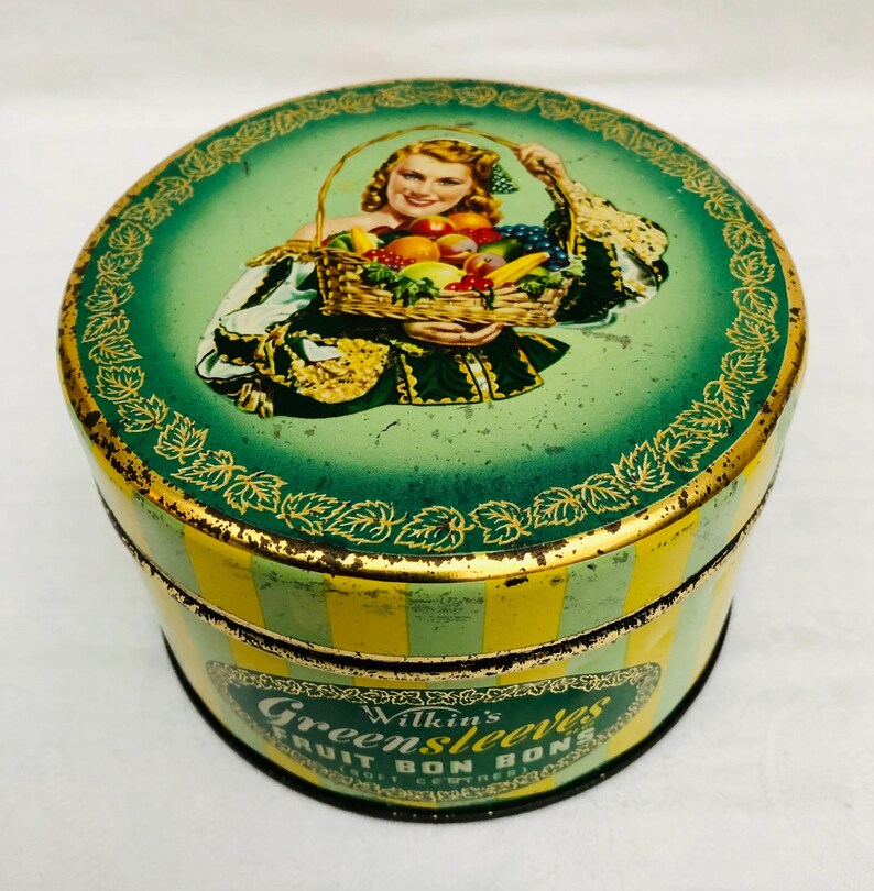 1950s Colourful Vintage Candy Tin, Wilkins Fruit Bon Bons by A.S Wilkin ...