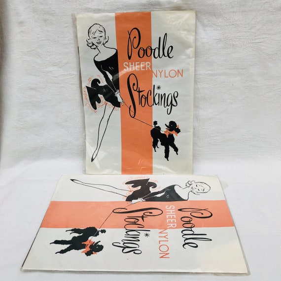 1950s Vintage Poodle Sheer Nylon Stockings Size 1… - image 8