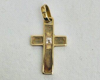 1950s Vintage 925 Gold Gilded Sterling Silver Cross Pendant