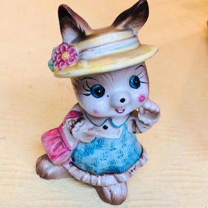 Midcentury Easter Bunny Figurine Moneybox/Bank Ceramic Japan, Easter Decor.