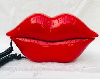 1980s Iconic Red Lips, Telephone, Tested In Full Working Order, Vintage Novelty Phone