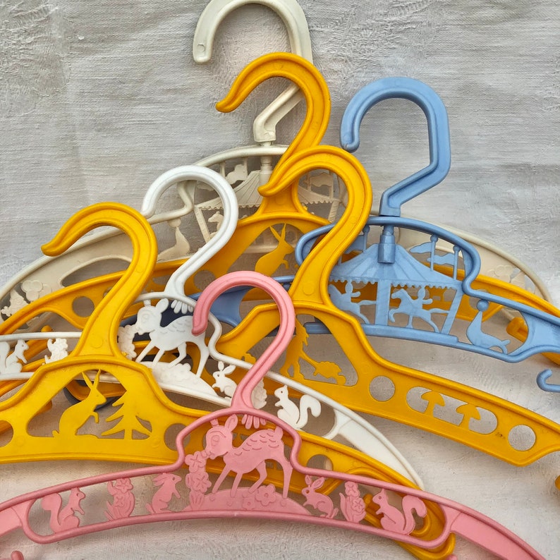1960s Childrens Clothes Hangers, Vintage Decorative Plastic Coat