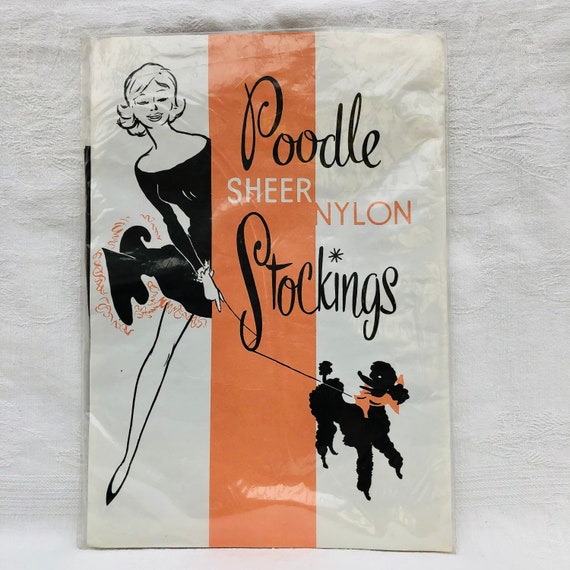 1950s Vintage Poodle Sheer Nylon Stockings Size 1… - image 10