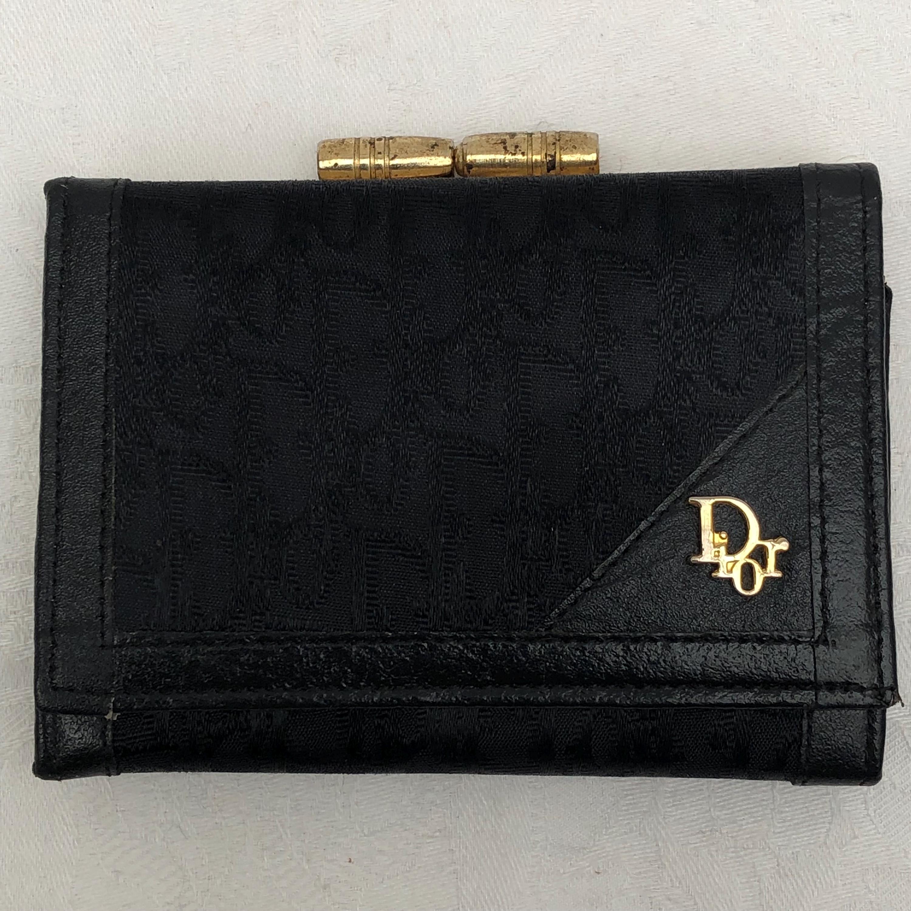 Vintage 1970er Jahre authentische Christian Dior Monogram Stoff Leder Mode Geldborse Wallet Made in France. Etsy